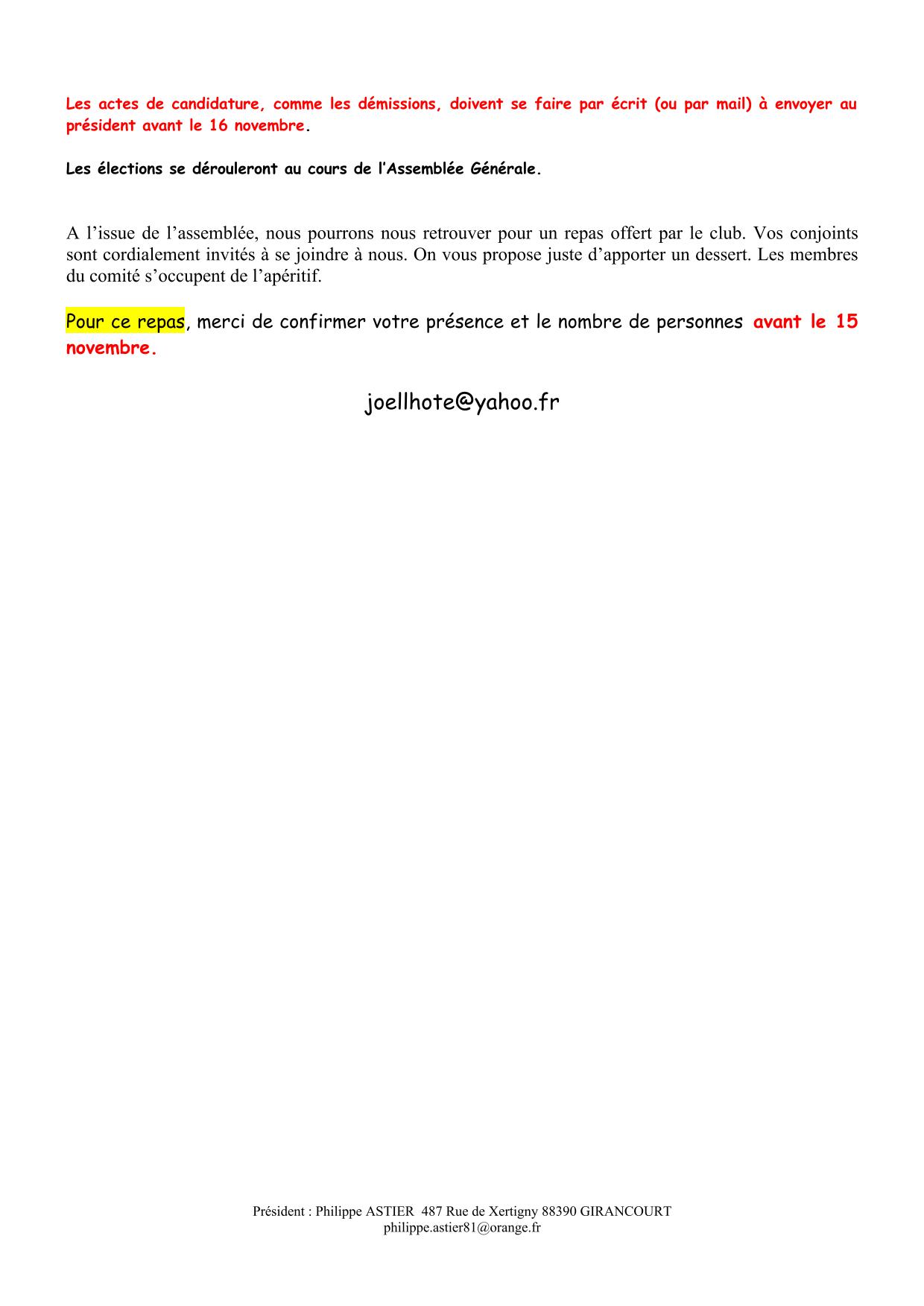 Assemblée Générale samedi 29 novembre 2025