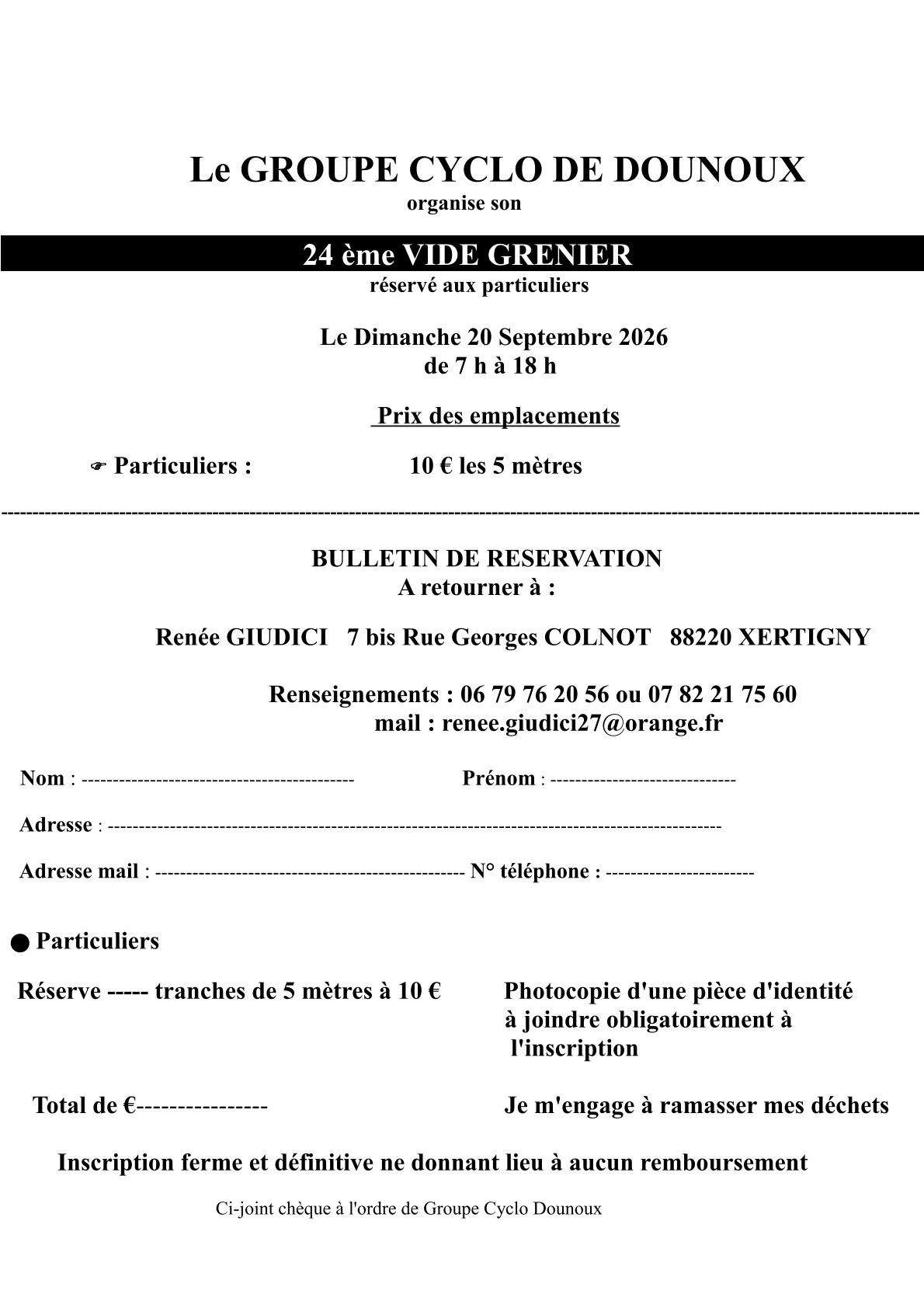 Vide-greniers 2026 inscription comit�